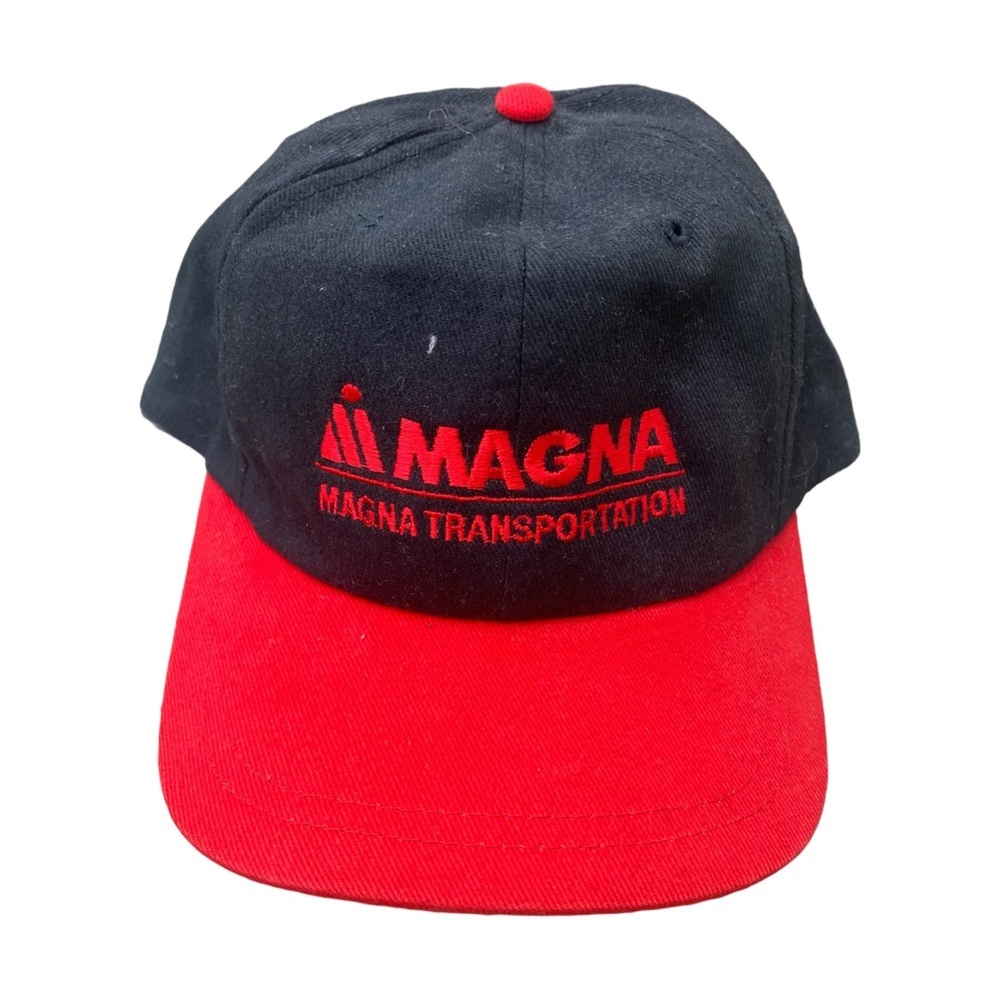 💙 Vintage Magna Transportation AJM Strapback Hat – Red & Black